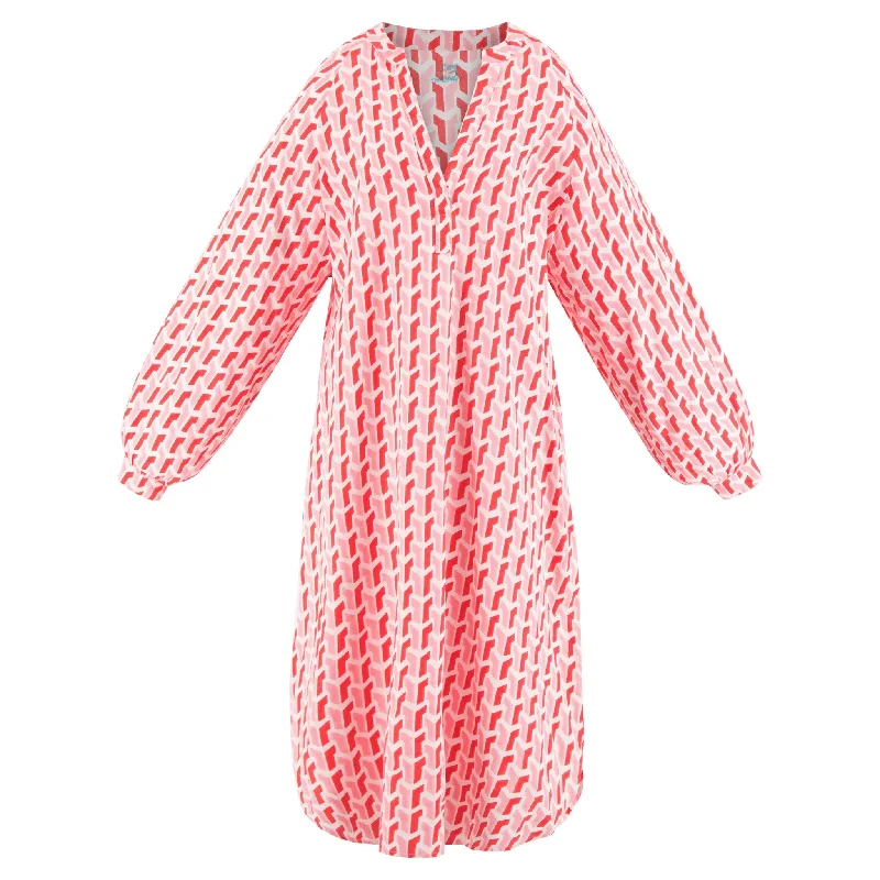 Ruby Dress in Pink Chevron
