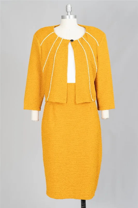 Allen Kay Jacket Dress 9115 Mustard/Ivory