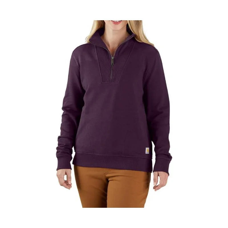Carhartt Women's Tencel Fabric 1/2 Zip Sweatshirt - Eggplant Hoodie with Full-Zip Functional Layering Carhartt Women's Tencel Fabric 1/2 Zip Sweatshirt - Eggplant Hoodie with Full-Zip Functional Layering