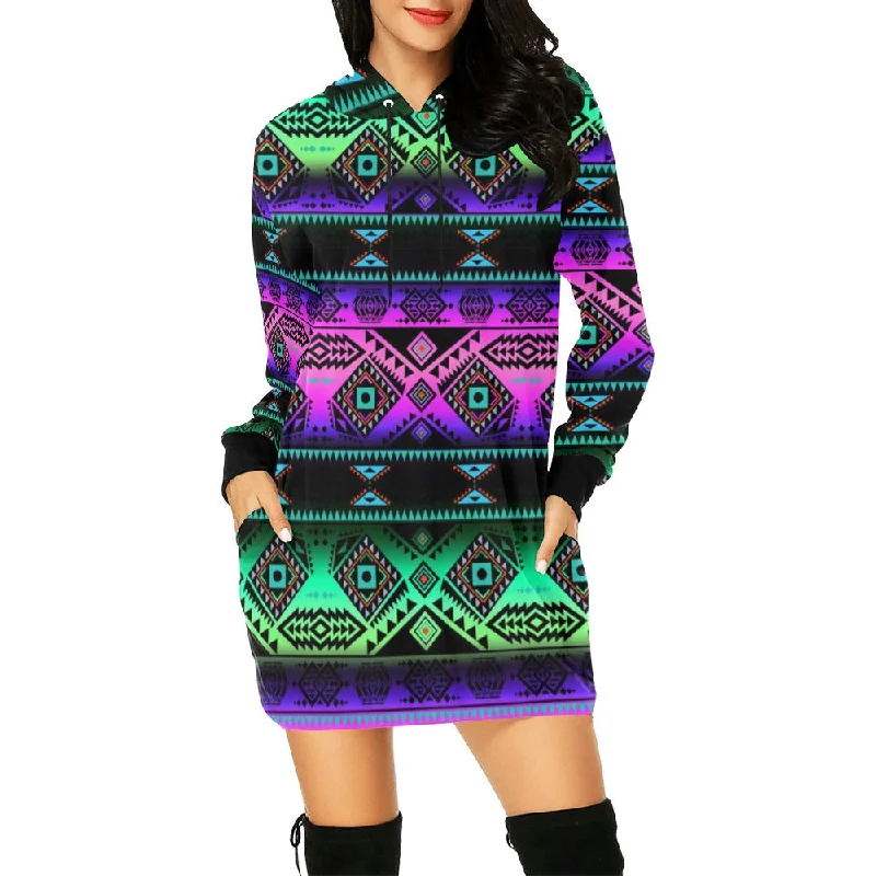 California Coast Sunrise Hoodie Dress Hoodie with Drawstring Waist Adjustable Fitted