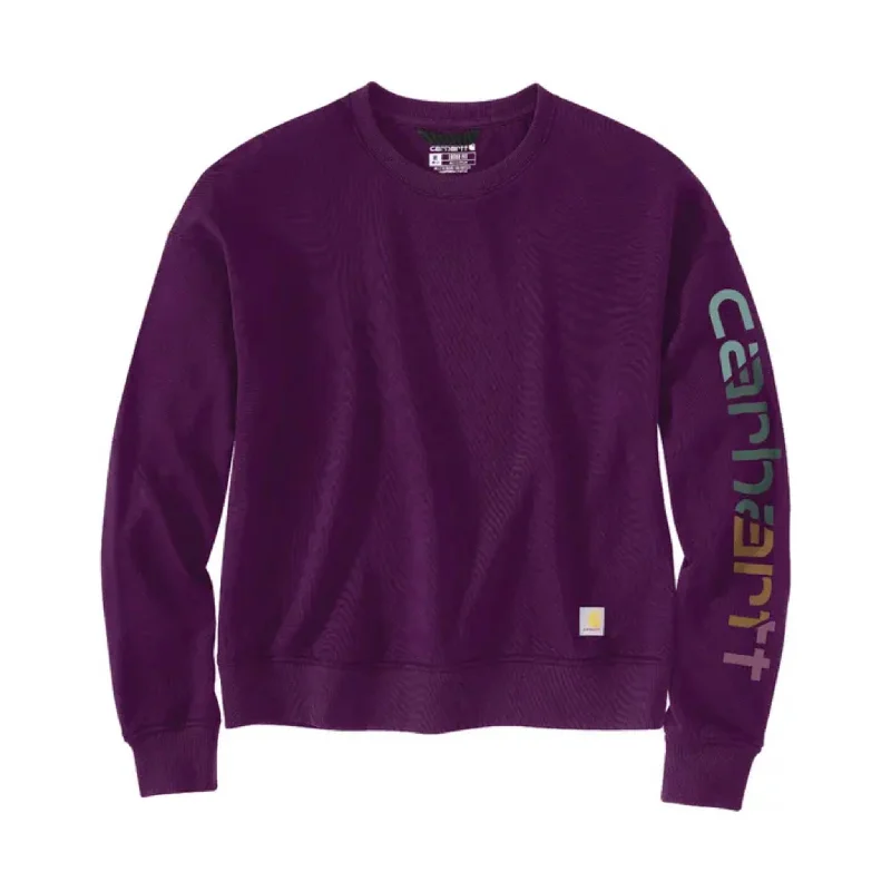 Carhartt Women's Tencel Fiber Series Loose Fit Long Sleeve Graphic Sweatshirt - Eggplant Hoodie with Elastic Waist Stretchable Comfortable Carhartt Women's Tencel Fiber Series Loose Fit Long Sleeve Graphic Sweatshirt - Eggplant Hoodie with Elastic Waist Stretchable Comfortable