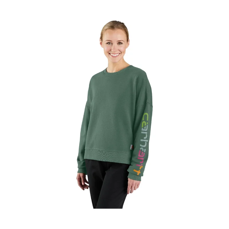 Carhartt Women's Tencel Fiber Series Loose Fit Long Sleeve Graphic Sweatshirt - Frosted Balsam Hoodie with Drawstring Waist Adjustable Fitted Carhartt Women's Tencel Fiber Series Loose Fit Long Sleeve Graphic Sweatshirt - Frosted Balsam Hoodie with Drawstring Waist Adjustable Fitted