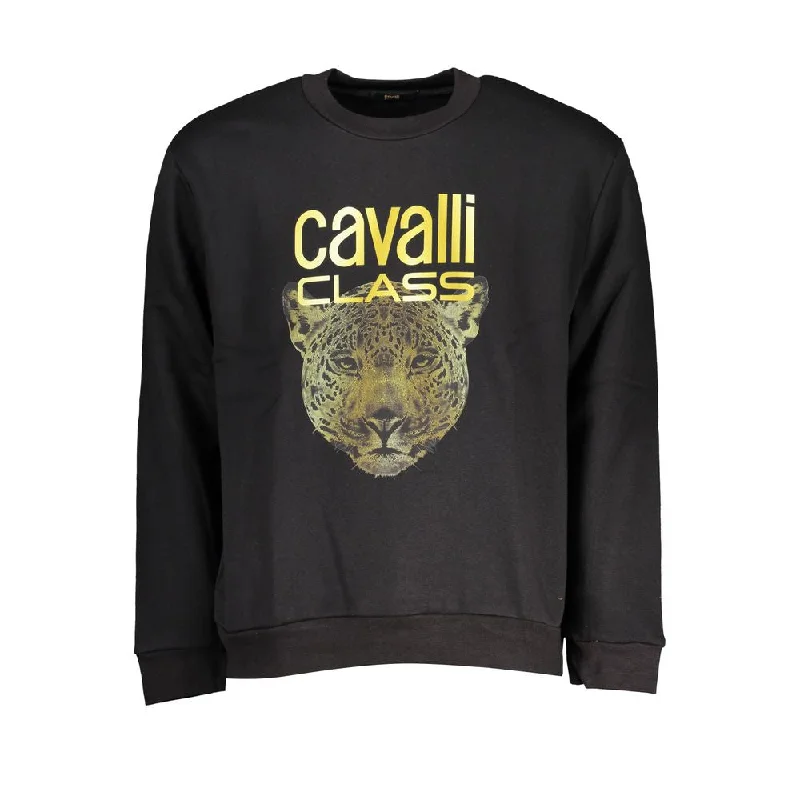 Chic Fleece Crew Neck Sweatshirt in Black Hoodie Sweatshirt Pullover