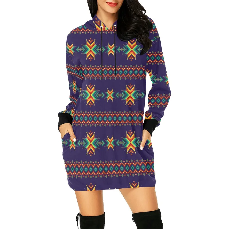 Dreams of Ancestors Indigo Hoodie Dress Hoodie with Zipper Versatile Modern