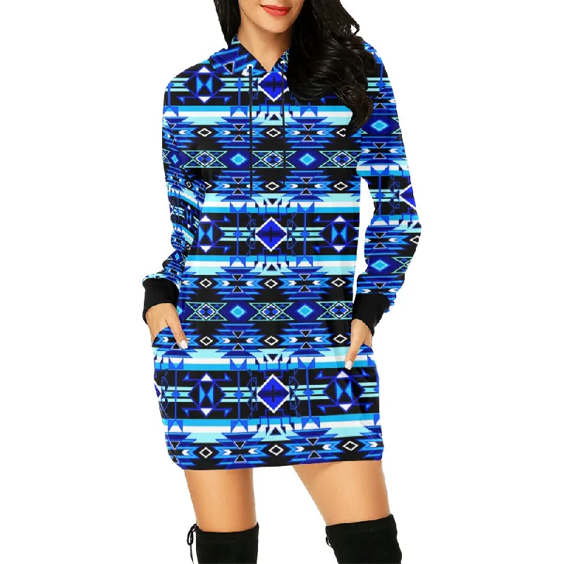 Force of Nature Winter Night Hoodie Dress Hoodie with Bell Sleeves Flared Feminine