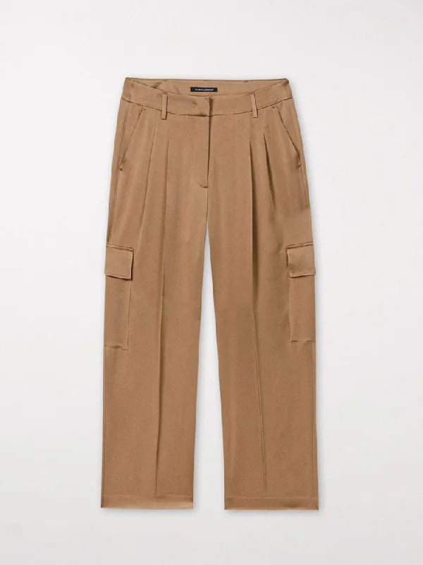 Luisa Cerano Satin Cargo Pants Miso Classic Straight-Leg Pants