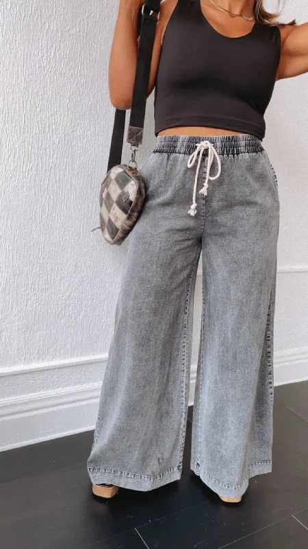 Mix It Up Mineral Washed Wide Leg Pants, Black Comfy Athletic Pants