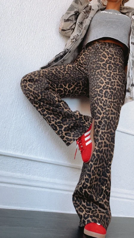 Making Statements Ombré Leopard Print Pants Stylish Elastic Waist Pants