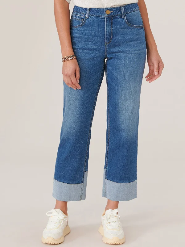"Ab"solution® High Rise Round Up Boyfriend Jean with Reverse Fixed Cuff Stylish Bootcut Denim Jeans "Ab"solution® High Rise Round Up Boyfriend Jean with Reverse Fixed Cuff Stylish Bootcut Denim Jeans