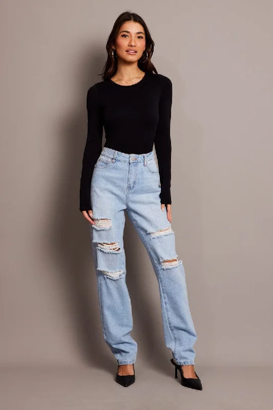Denim Boyfriend Jean High Rise Chic Vintage-Inspired Denim Jeans