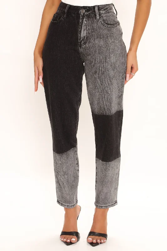 Hits Different Zero Stretch Mom Jean - Black/combo Trendy Low-Rise Bootcut Jeans