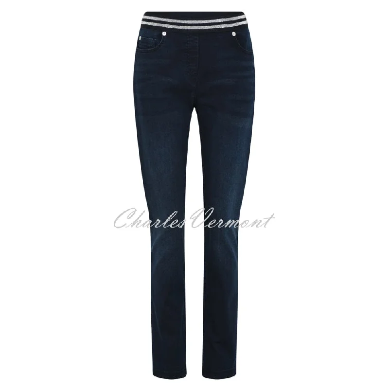 I'cona Pull-on Stretch Denim Jean - Style 61044-5448-69 (Navy Denim) Comfortable Full-Length Denim Jeans I'cona Pull-on Stretch Denim Jean - Style 61044-5448-69 (Navy Denim) Comfortable Full-Length Denim Jeans