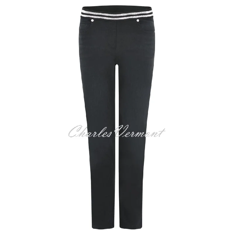 I'cona Pull-on Stretch Denim Jean - Style 61044-5448-90 (Black Denim) Casual Distressed Skinny Jeans I'cona Pull-on Stretch Denim Jean - Style 61044-5448-90 (Black Denim) Casual Distressed Skinny Jeans