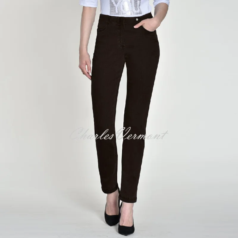 Robell Bella Full Length Jean 52560-5448-39 (Dark Brown) Casual High-Waisted Bootcut Jeans Robell Bella Full Length Jean 52560-5448-39 (Dark Brown) Casual High-Waisted Bootcut Jeans