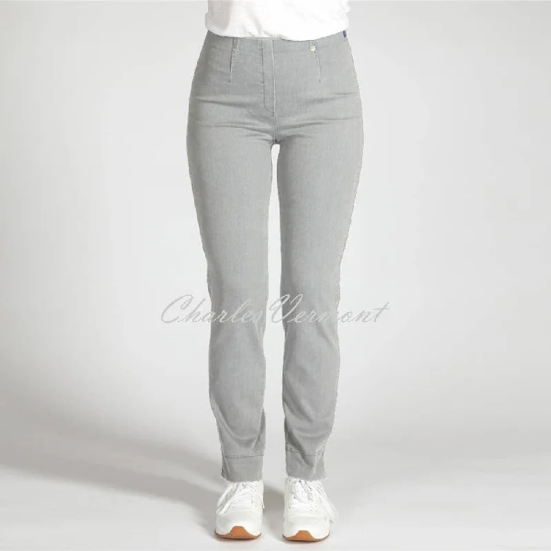 Robell Marie Jean 51639-5448-91 (Light Grey Denim) – SHORTER LENGTH 29" Casual Distressed Skinny Jeans
