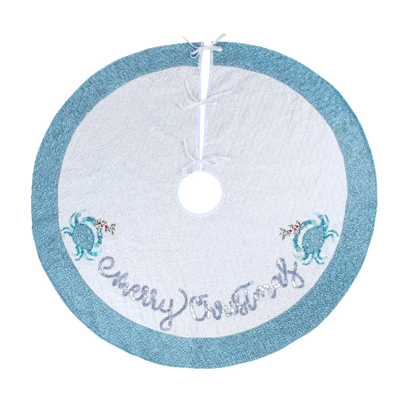 52 in. HGTV Home Collection Embroidered Coastal Colors Tree Skirt denim skirt classic