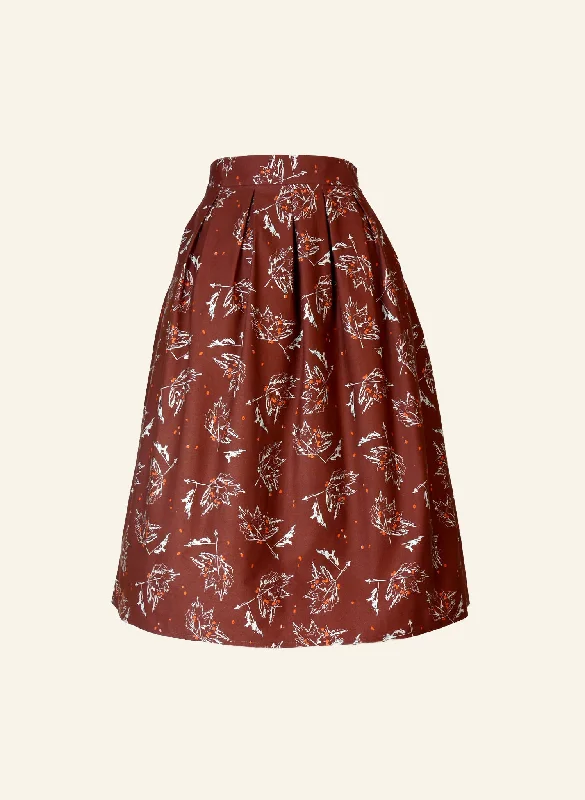 Ada - Chocolate Maple Leaf Skirt leather skirt bold